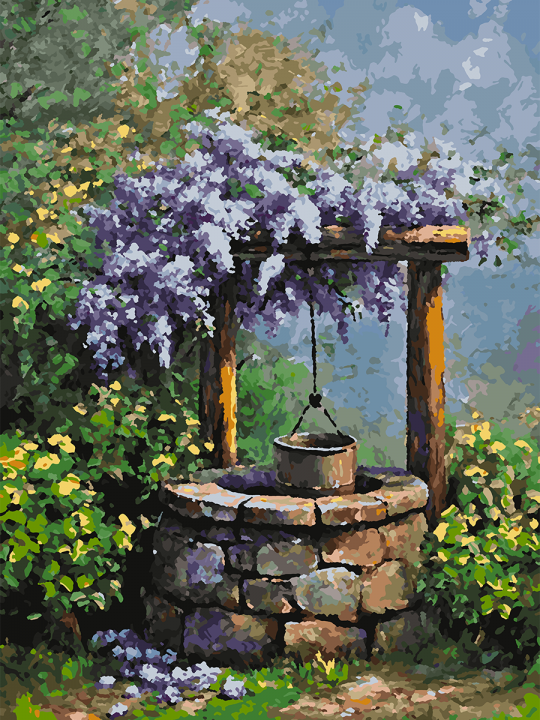 Картина по номерам на подрамнике «Колодец» 70x50 см