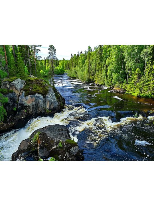 Алмазная мозаика на подрамнике «Водопад» 70x50 см, 46 цветов