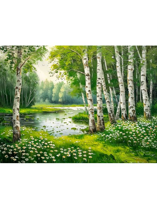 Алмазная мозаика без подрамника «Весна» 50x40 см, 50 цветов