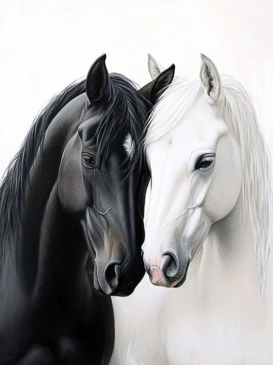 Алмазная мозаика без подрамника «Лошади» 50x40 см, 33 цветов