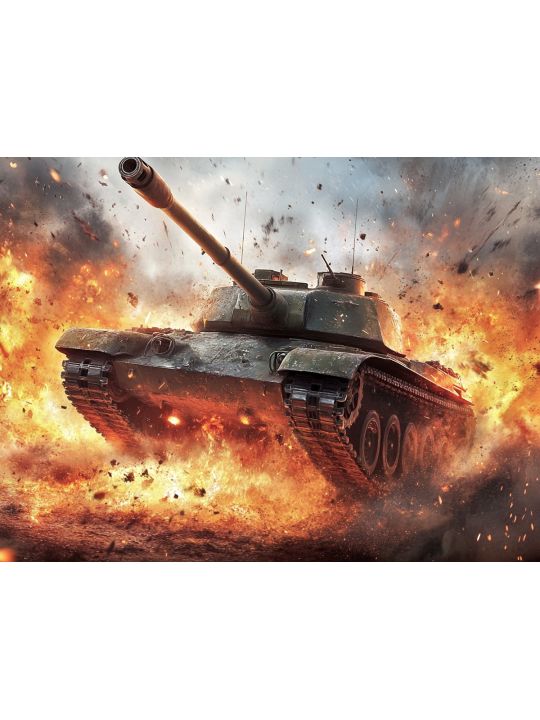 Алмазная мозаика без подрамника «Танки» 40x30 см., 48 цветов