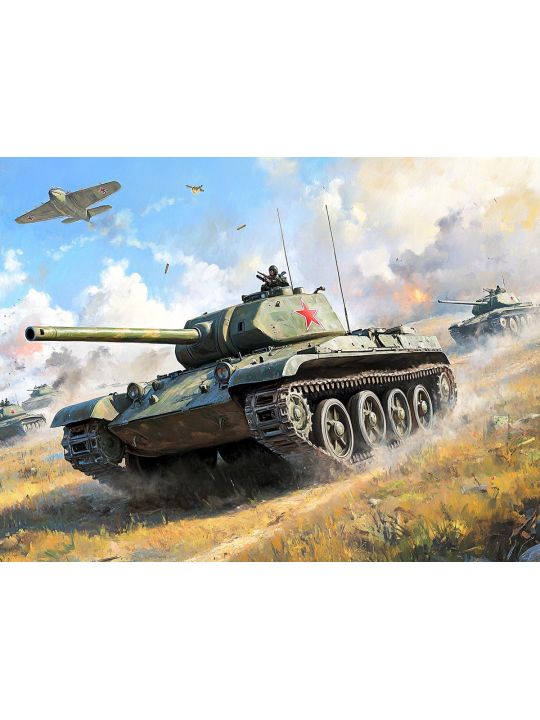 Алмазная мозаика без подрамника «Танки» 40x30 см., 48 цветов