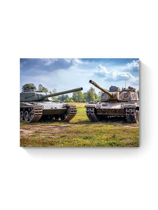 Алмазная мозаика на подрамнике «Танки» 50x40 см, 44 цветов