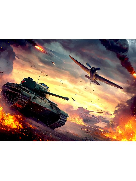 Алмазная мозаика без подрамника «Танки» 90x70 см.