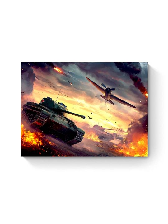 Алмазная мозаика на подрамнике «Танки» 50x40 см, 50 цветов