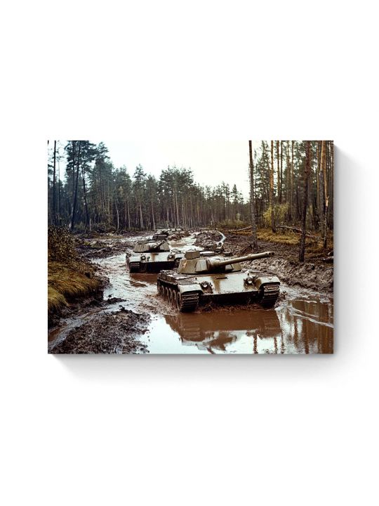 Алмазная мозаика на подрамнике «Танки» 50x40 см