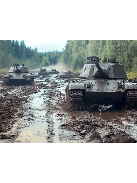 Алмазная мозаика без подрамника «Танки» 90x70 см.