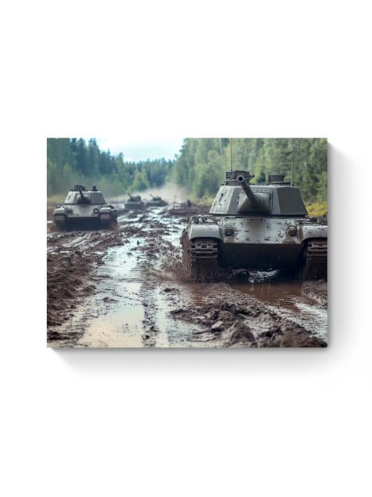 Алмазная мозаика на подрамнике «Танки» 90x70 см