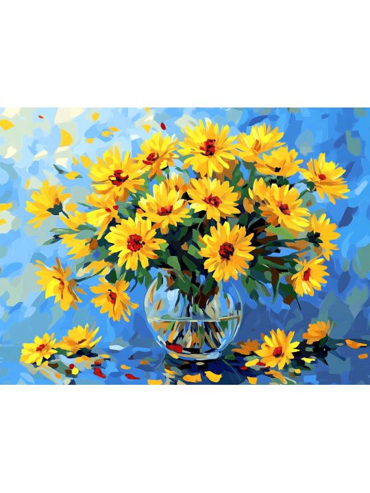 Алмазная мозаика без подрамника «Желтые оттенки» 50x40 см.