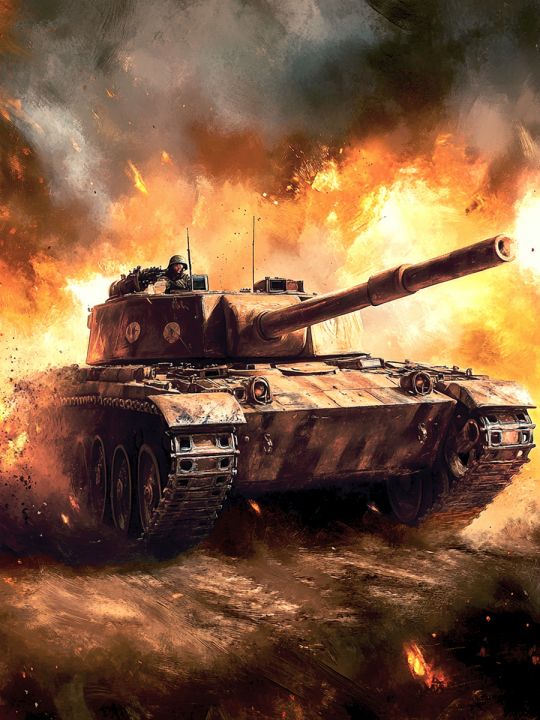 Алмазная мозаика без подрамника «Танки» 90x70 см.