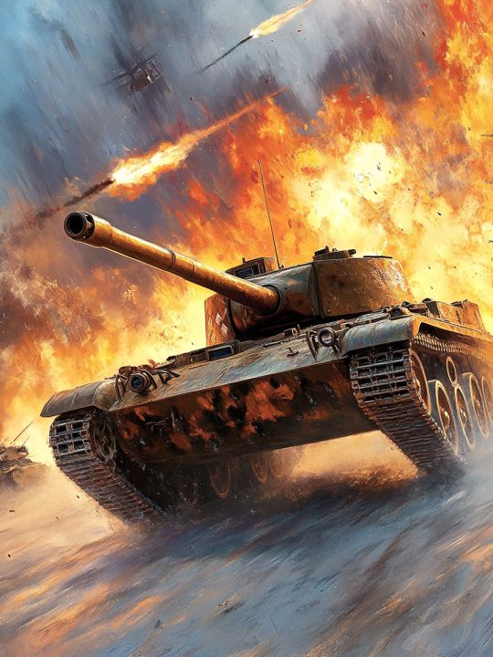 Алмазная мозаика без подрамника «Танки» 90x70 см.