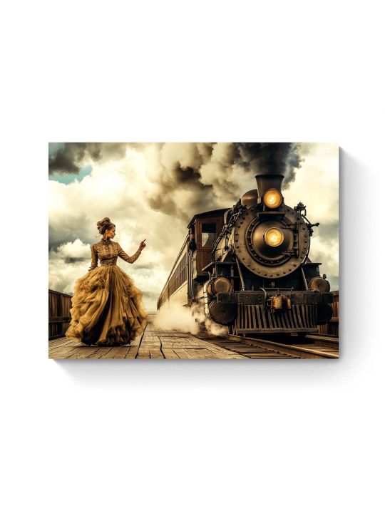 Алмазная мозаика на подрамнике «Поезд» 70x50 см