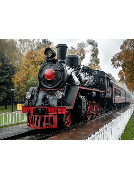 Алмазная мозаика без подрамника «Поезд» 50x40 см., 40 цветов