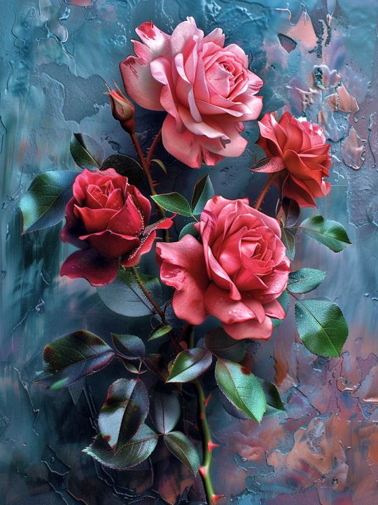Алмазная мозаика без подрамника «Розы» 50x40 см.