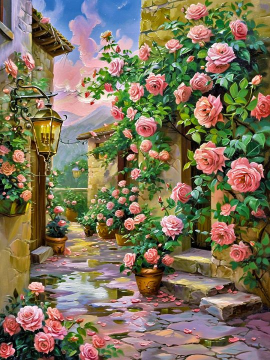 Алмазная мозаика без подрамника «Розы» 50x40 см.