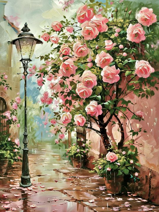 Алмазная мозаика без подрамника «Розы» 70x50 см., 48 цветов