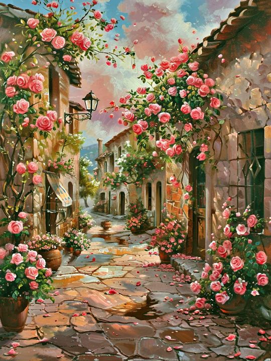 Алмазная мозаика без подрамника «Розы» 50x40 см., 50 цветов