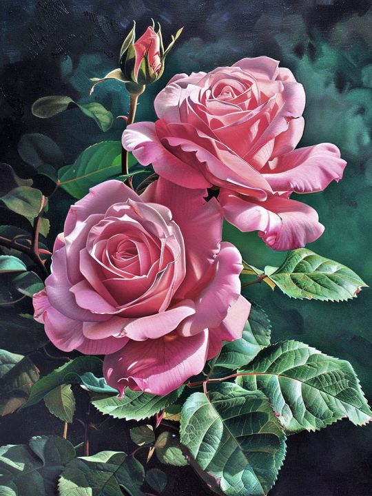 Алмазная мозаика без подрамника «Розы» 50x40 см.