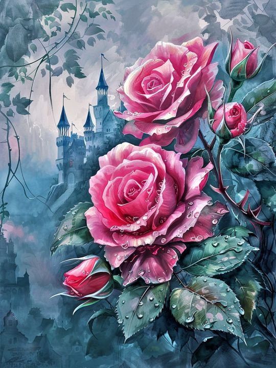 Алмазная мозаика без подрамника «Розы» 50x40 см.