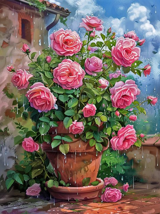 Алмазная мозаика без подрамника «Розы» 50x40 см., 47 цветов