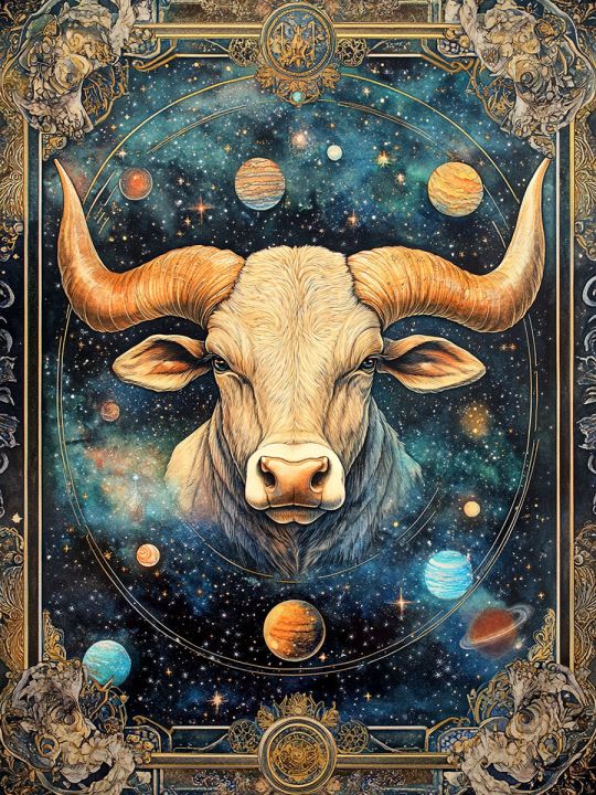 Алмазная мозаика без подрамника «Телец» 25x20 см, 37 цветов