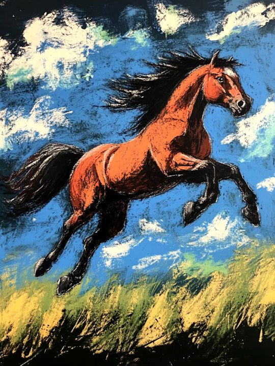 Алмазная мозаика без подрамника «Юный мустанг» 90x70 см.