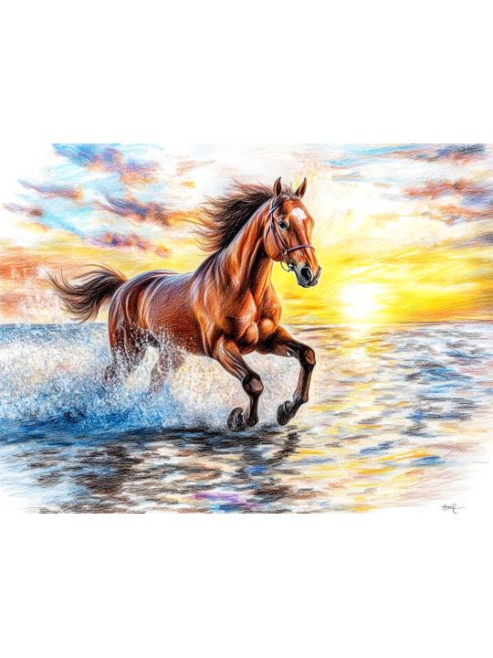 Алмазная мозаика без подрамника «Берег моря» 90x70 см.