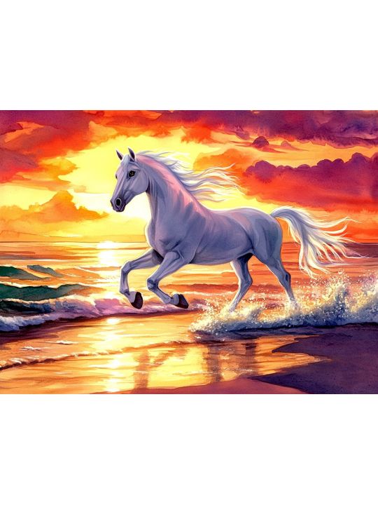 Алмазная мозаика без подрамника «Ранний рассвет» 40x30 см., 50 цветов