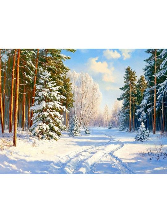 Алмазная мозаика без подрамника «Времена года» 25x20 см, 40 цветов