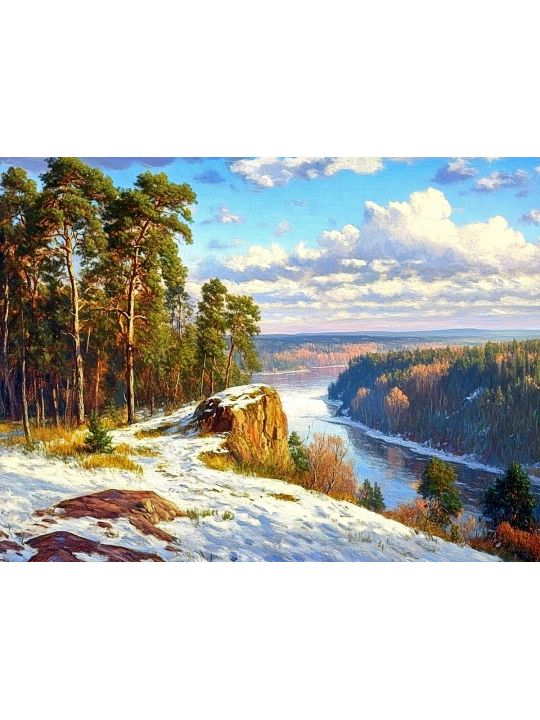 Алмазная мозаика без подрамника «Времена года» 25x20 см, 40 цветов