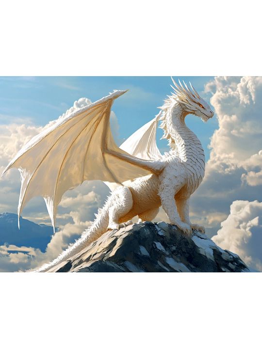 Алмазная мозаика без подрамника «Дракон удачи» 50x40 см., 43 цветов