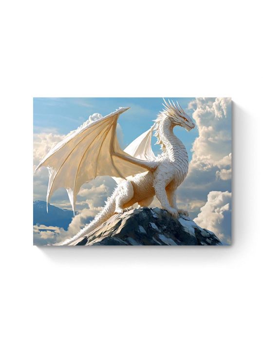 Алмазная мозаика на подрамнике «Дракон удачи» 90x70 см, 50 цветов