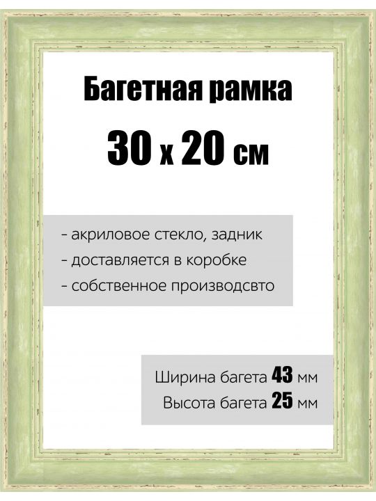 Рамка багетная для картин со стеклом 30 x 20 см, РБ-129