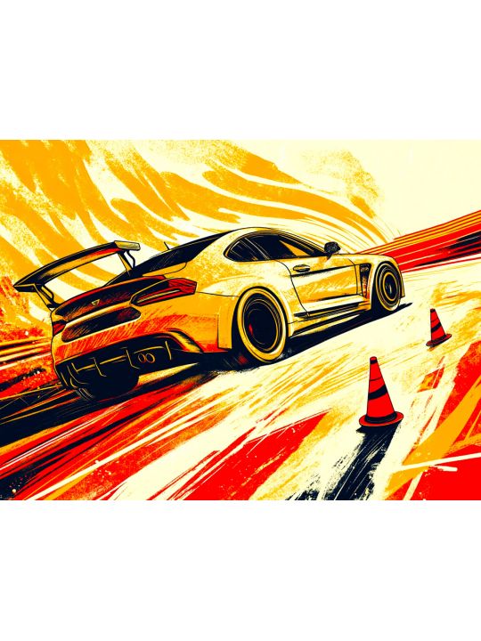 Алмазная мозаика без подрамника «Автомобиль» 25x20 см, 32 цветов