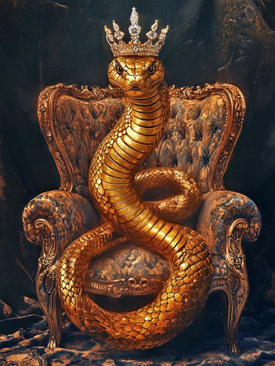 Алмазная мозаика без подрамника «Королева змей» 40x30 см, 50 цветов