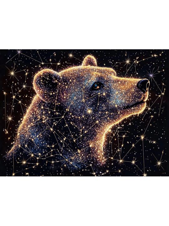 Алмазная мозаика без подрамника «Малая Медведица» 40x30 см, 45 цветов