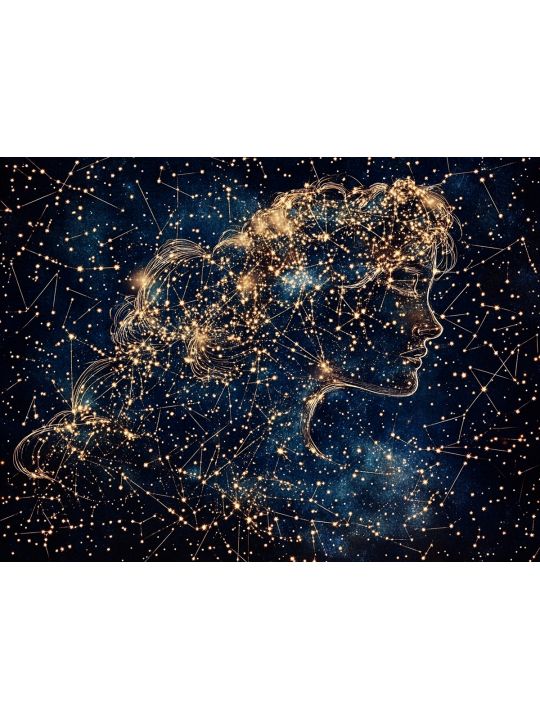 Алмазная мозаика без подрамника «Созвездие Девы» 90x70 см