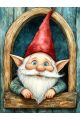 Алмазная мозаика без подрамника «Садовый гном» 25x20 см, 40 цветов