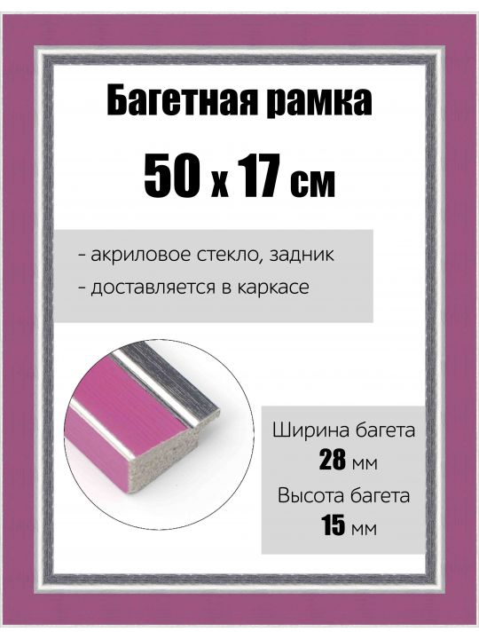 Рамка багетная для картин со стеклом 50 x 17 см, РБ-153