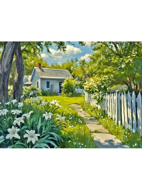 Алмазная мозаика без подрамника «Лето в деревне» 50x40 см, 47 цветов