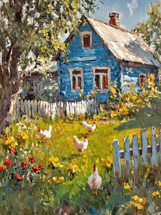 Алмазная мозаика без подрамника «Лето в деревне» 25x20 см