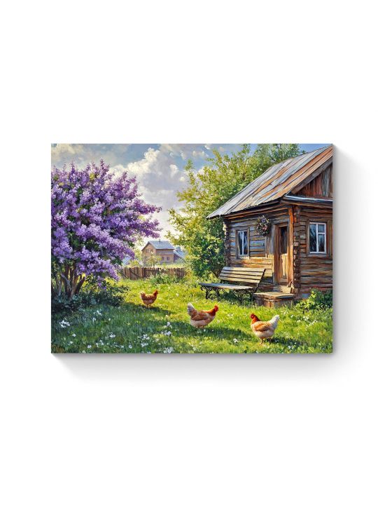 Алмазная мозаика на подрамнике «Лето в деревне» 50x40 см, 50 цветов