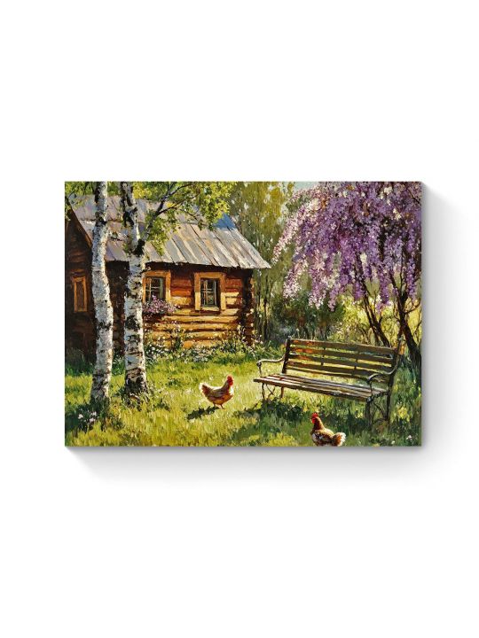 Алмазная мозаика на подрамнике «Лето в деревне» 50x40 см, 50 цветов