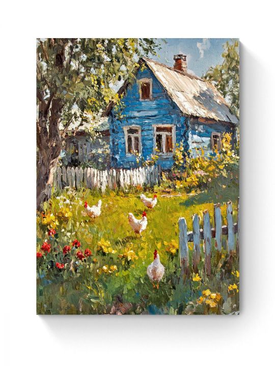 Алмазная мозаика на подрамнике «Лето в деревне» 35x25 см, 40 цветов