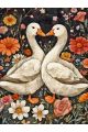 Алмазная мозаика без подрамника «Гуси обнимуси» 50x40 см, 50 цветов
