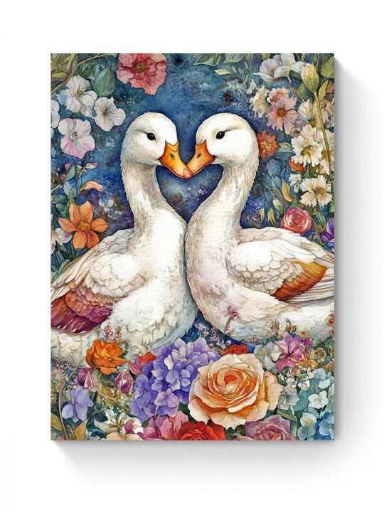 Алмазная мозаика на подрамнике «Гуси обнимуси» 50x40 см, 50 цветов