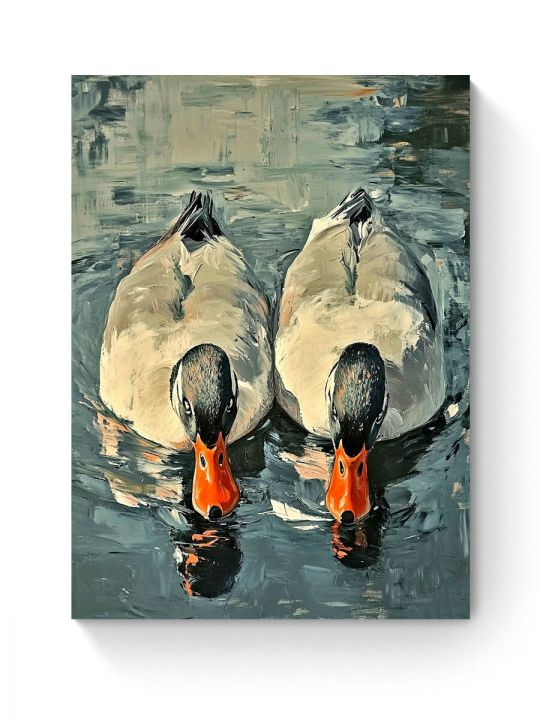 Алмазная мозаика на подрамнике «Гуси обнимуси» 50x40 см, 50 цветов