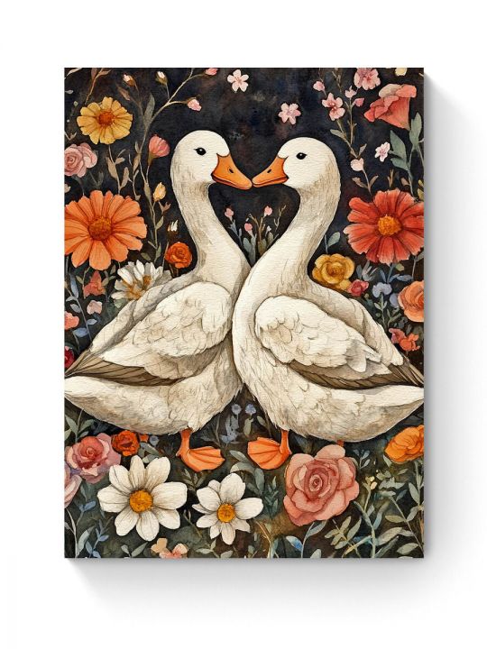 Алмазная мозаика на подрамнике «Гуси обнимуси» 40x30 см, 50 цветов