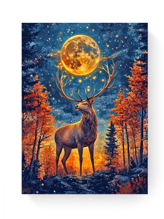 Алмазная мозаика на подрамнике «Зов луны» 50x40 см, 50 цветов