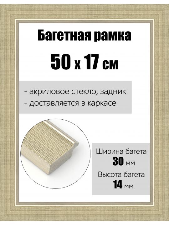 Рамка багетная для картин со стеклом 50 x 17 см, РБ-122
